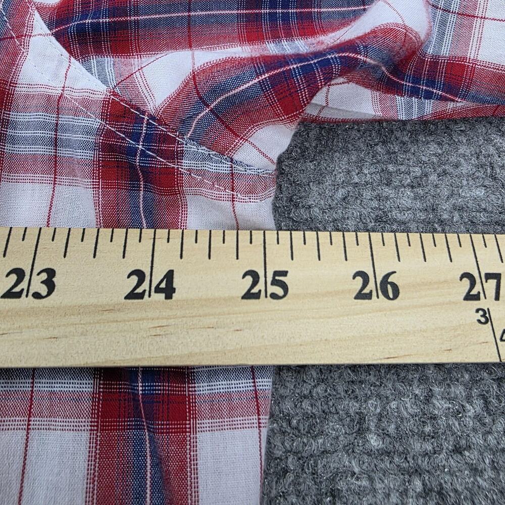 Wrangler Shirt Mens XLT Red White Blue Plaid Wrancher Pearl Snap Western Rodeo - Picture 6 of 15